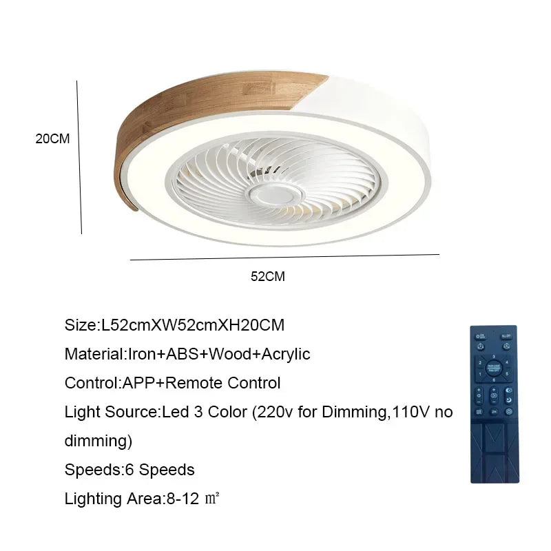 Smart Ceiling Fan with Light - 52CM Reversible 6-Speed Fan and 36W Lighting for Living Room and Dining Room