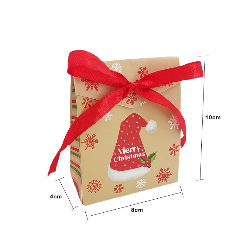 European Style New Year Merry Christmas Gift Candy Box With Ribbon Creative Xmas Tree Sleigh Snowman Hat Santa Claus Diy Package