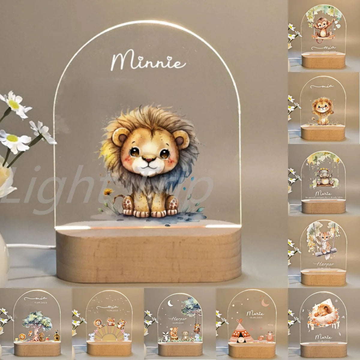 Personalized Children’s Animal Lamp - Custom First Name 3D Night Light for Baby Kids Bedroom, Home Decor, Birthday & Christmas Gift