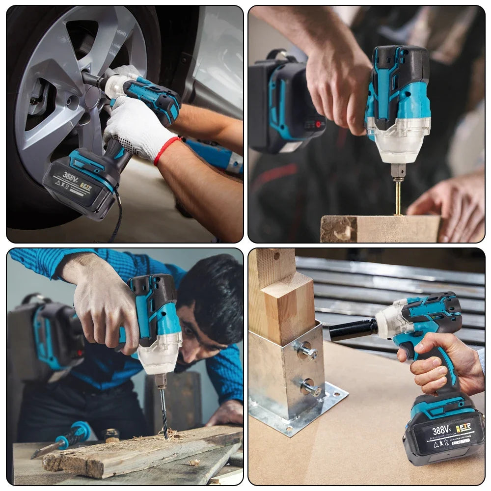 520N.m Cordless Electric Impact Wrench – Brushless, Hand Drill Socket Power Tool for Makita 38V BatteryÂ