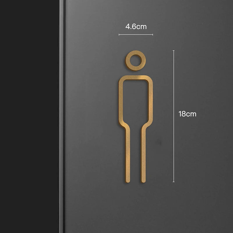 Black & Gold Color Toilet Sign Plate – Brass Washroom Door Wall Label, WC Holder Signage Board