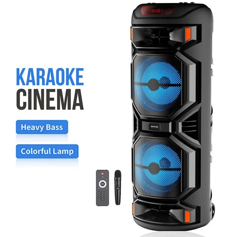 1200W Peak Power Outdoor Bluetooth Speaker - 8-Inch Double Horn Subwoofer, Portable Wireless Column with Bass Sound & Mic
