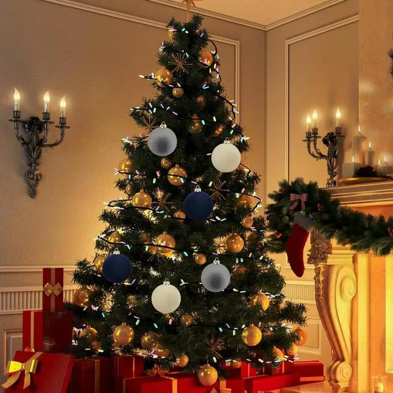 12Pcs Decorative Flocked Velvet Christmas Balls for Tree Ornaments Christmas Tree Decoration with Tree Pendants Ornaments