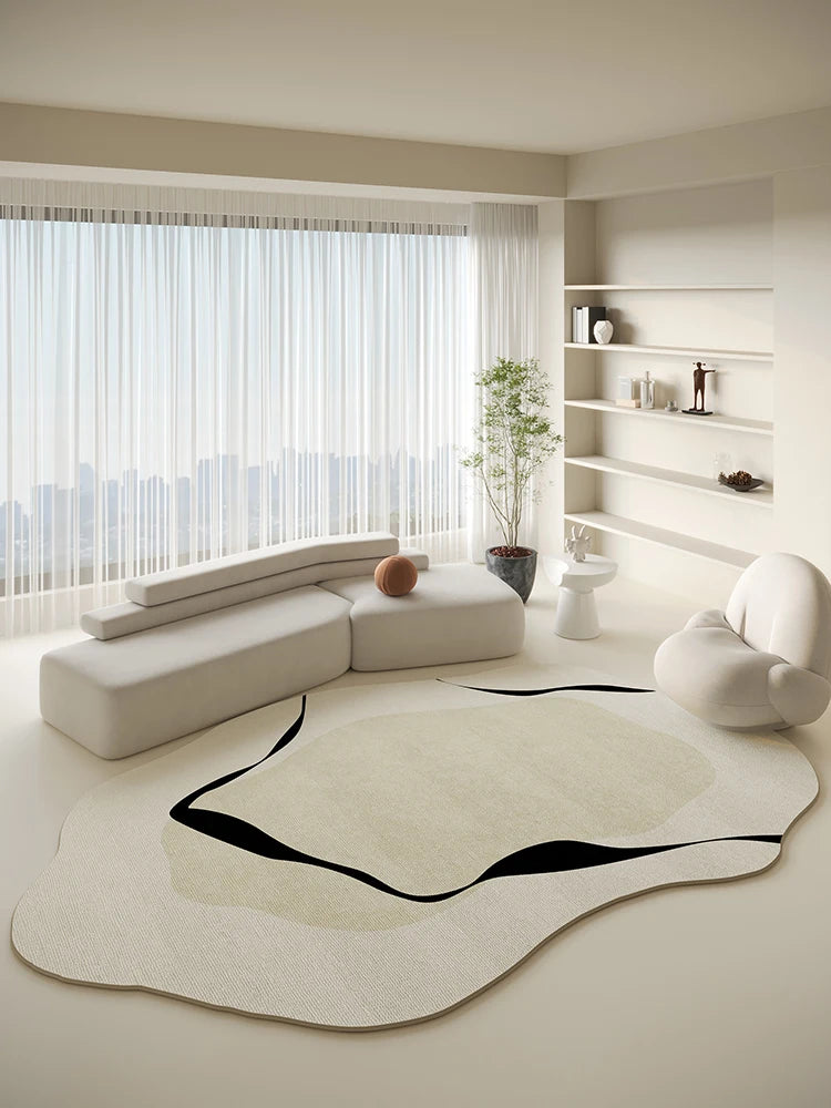 French Romantic Luxury Carpet Irregular Art Large Size Living Room Carpets Easy Clean Washable Party Rugs Easy Care Bedroom Rug