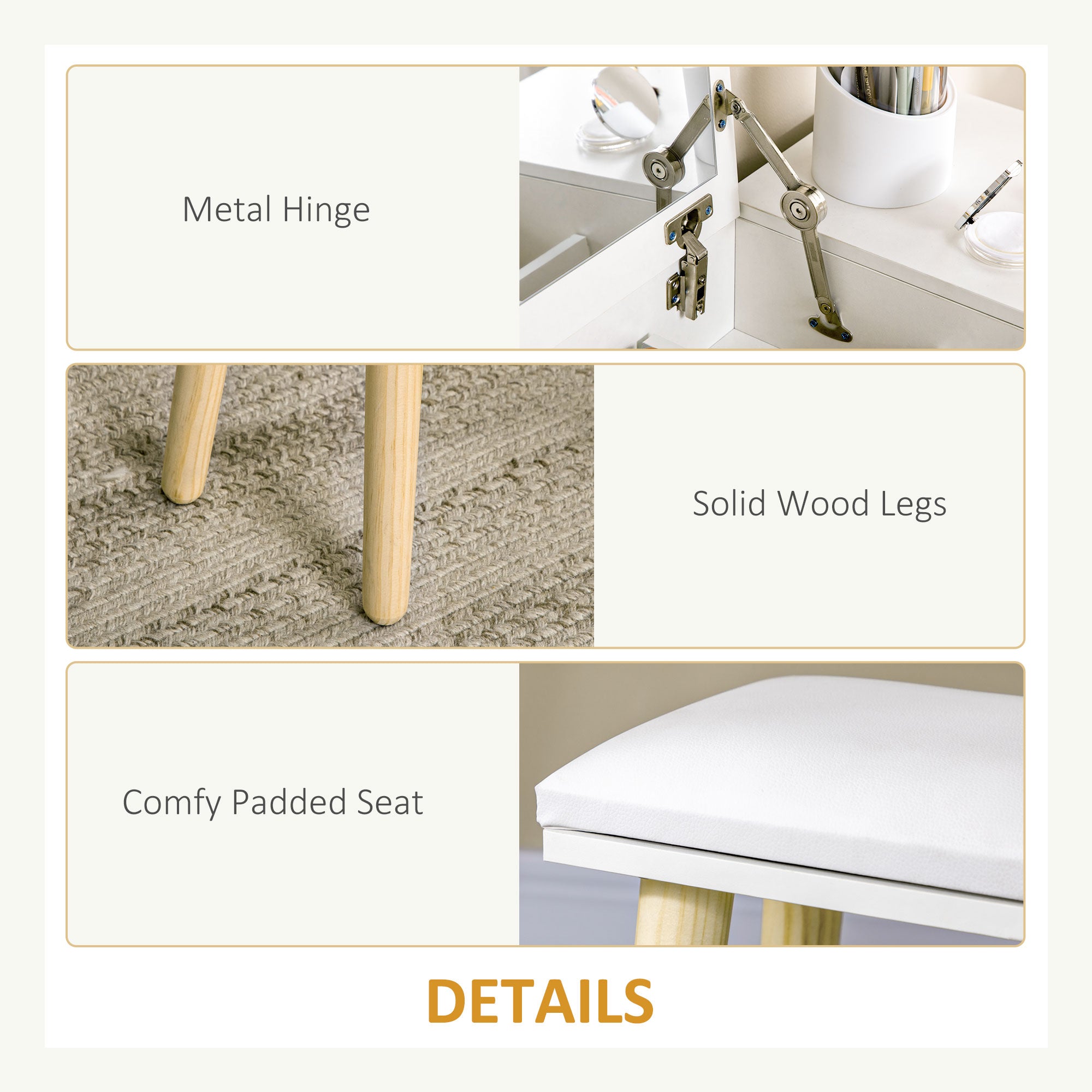 Homcom White Makeup Vanity Dressing Table Mirror With Set Cushioned Stool Makeup Vanity Dressing Desk With 2 Drawers And Storage