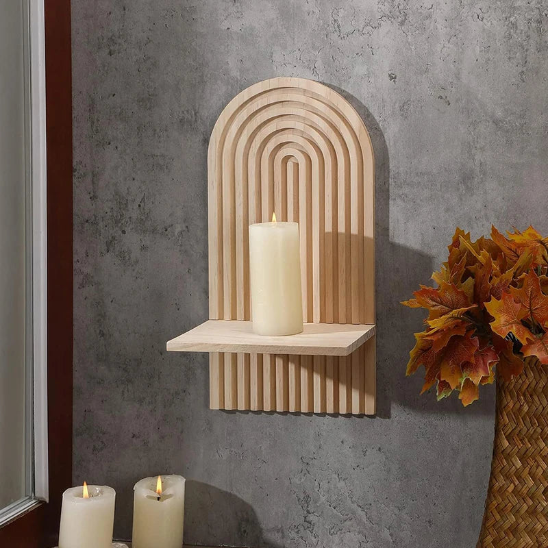 Bohemian Wall Mounted Bookshelf Creative Boho Wind Pine Hanging Rack Pine Wall Hanging Display Rack Home Decor