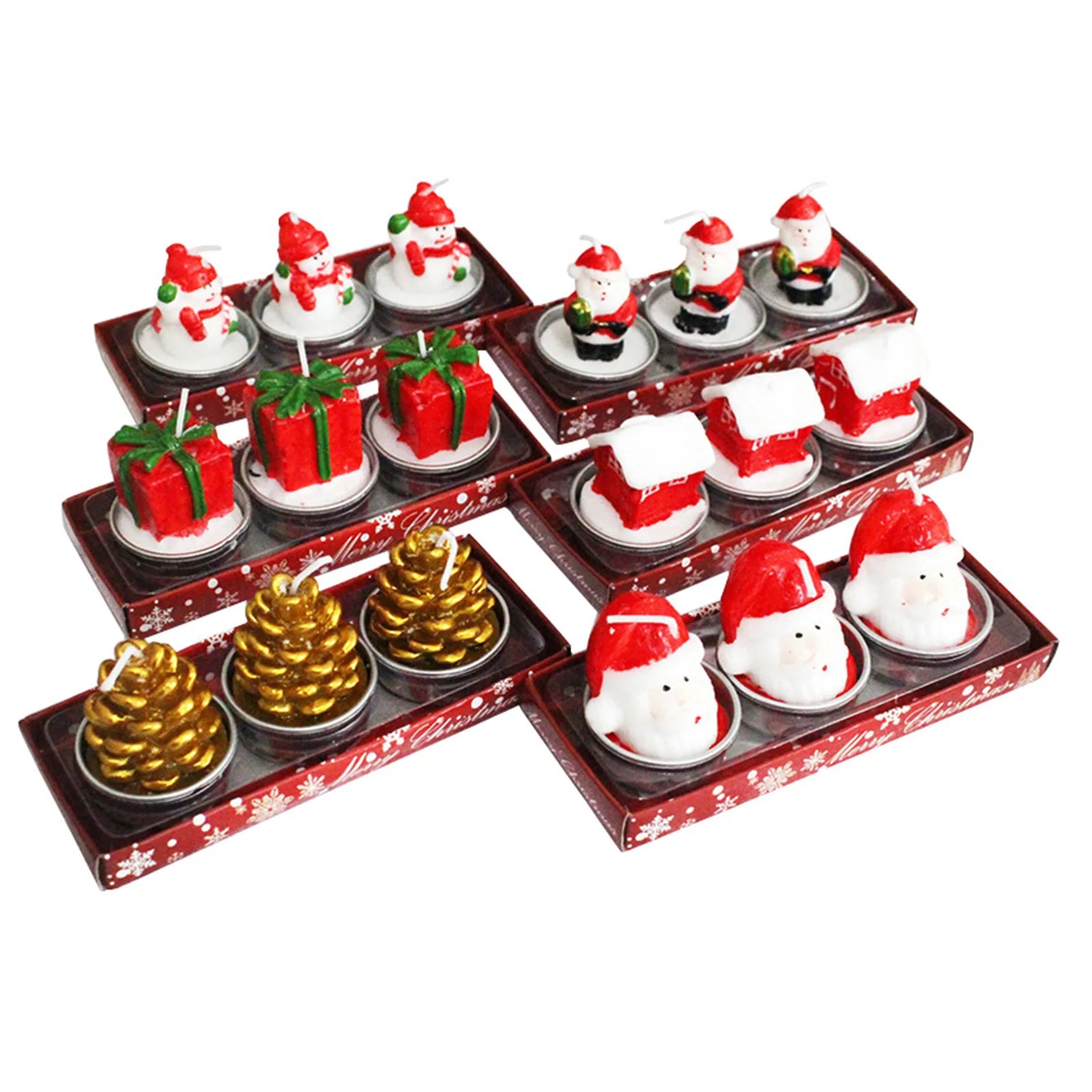 3pcs Christmas Candle Santa Claus Snowman Tree Christmas Decoration for Home Mini Candles Xmas Party New Year Gifts