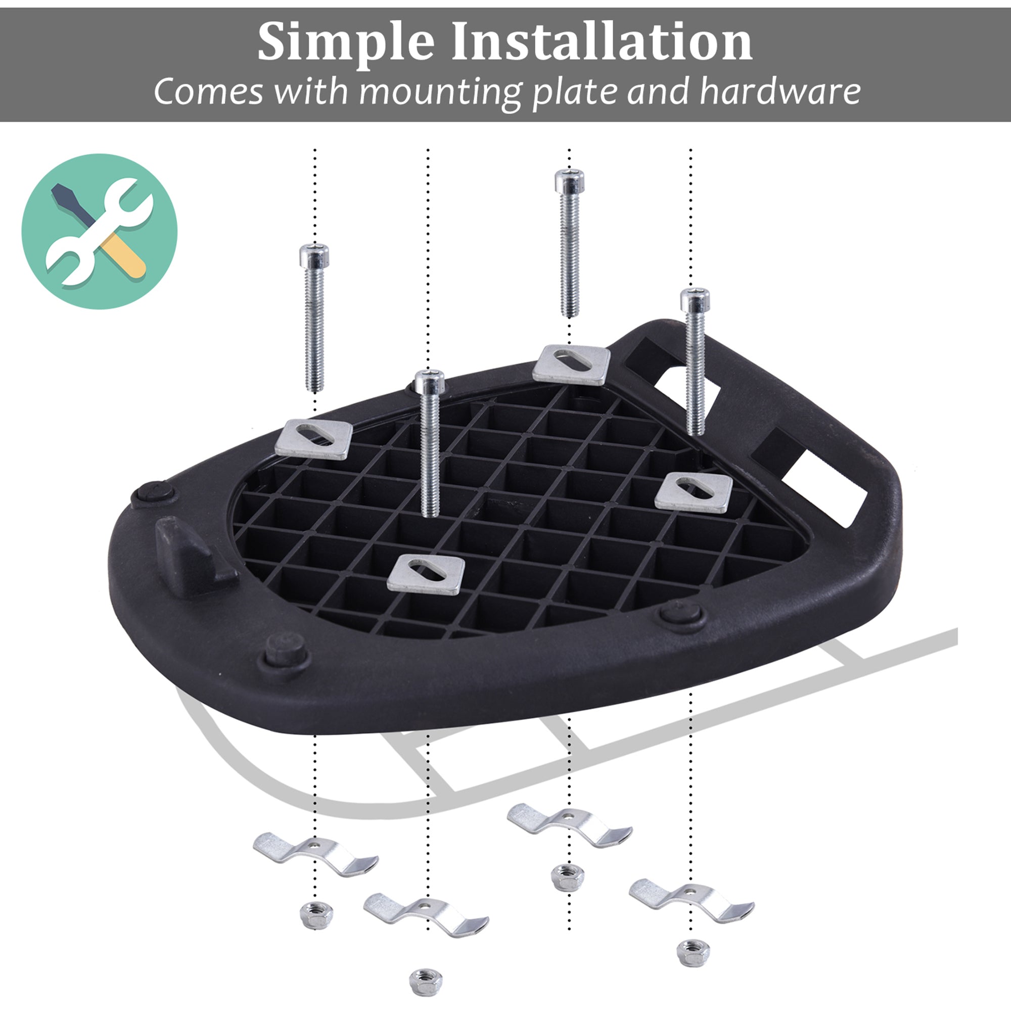 HOMCOM Motorcycle Tail Box 30L Top Case Helmet Storage Luggage Carrier Lockable