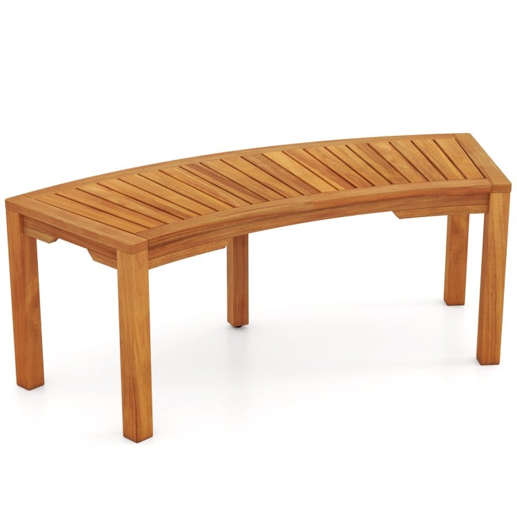 Set of 1 Outdoor Bench Acacia Wood Curved Garden Bench 2-Person