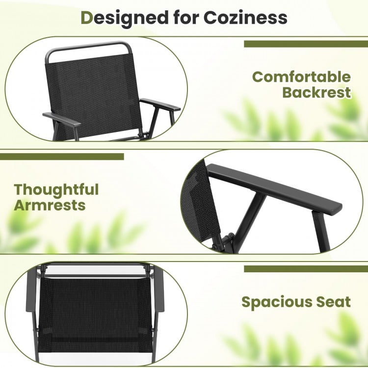 Set of 2/4/6 Outdoor Folding Chairs with Breathable Seat-Set of 2