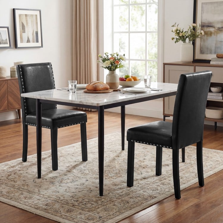 Set of 2 Dining Chairs with Solid Rubber and Wood Legs