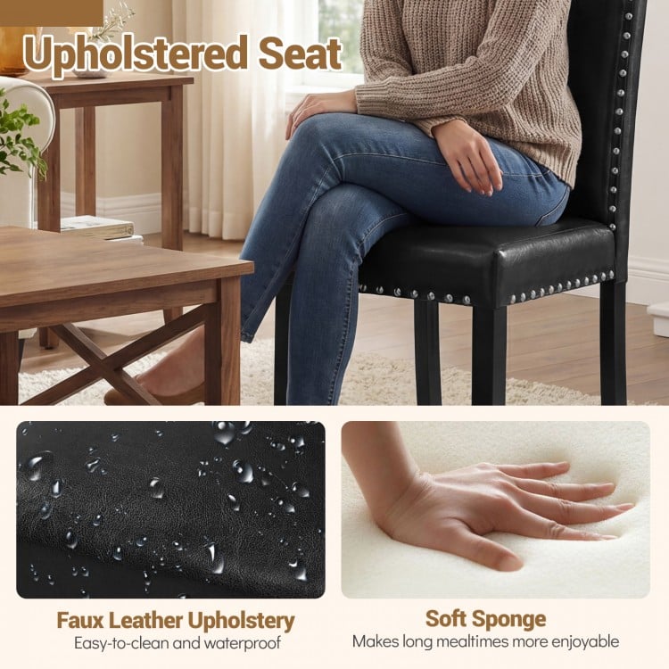 Set of 2 Dining Chairs with Solid Rubber and Wood Legs