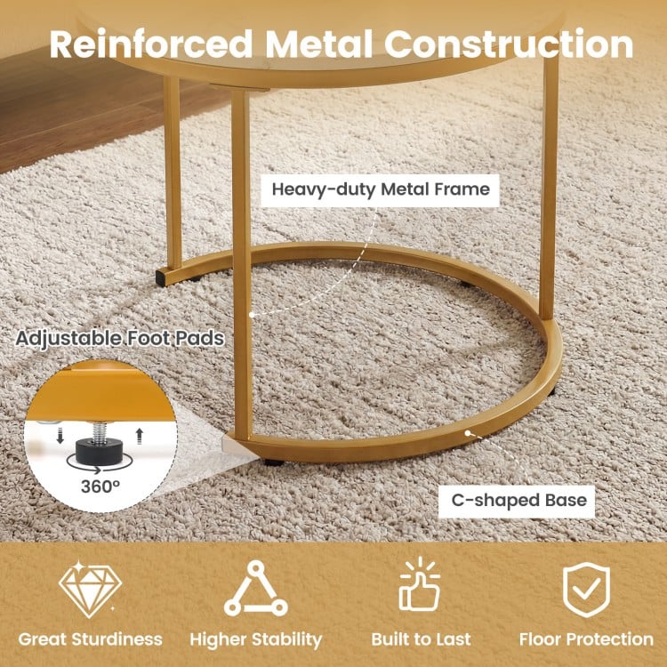 Set of 2 Modern Round Stacking Nesting Coffee Tables-Golden