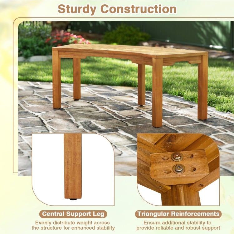 Set of 2 Outdoor Bench Acacia Wood Curved Garden Bench 2-Person
