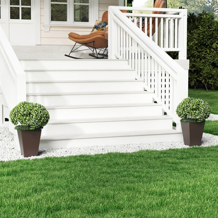 Set of 2 Square Taper Planter with Removable Inner Bucket and Optional Drainage Hole