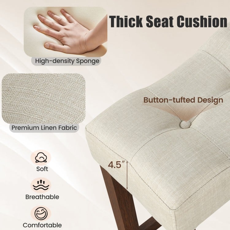Set of 2 Upholstered Counter Height Bar Stool with Curved Saddle-Seat-Brown