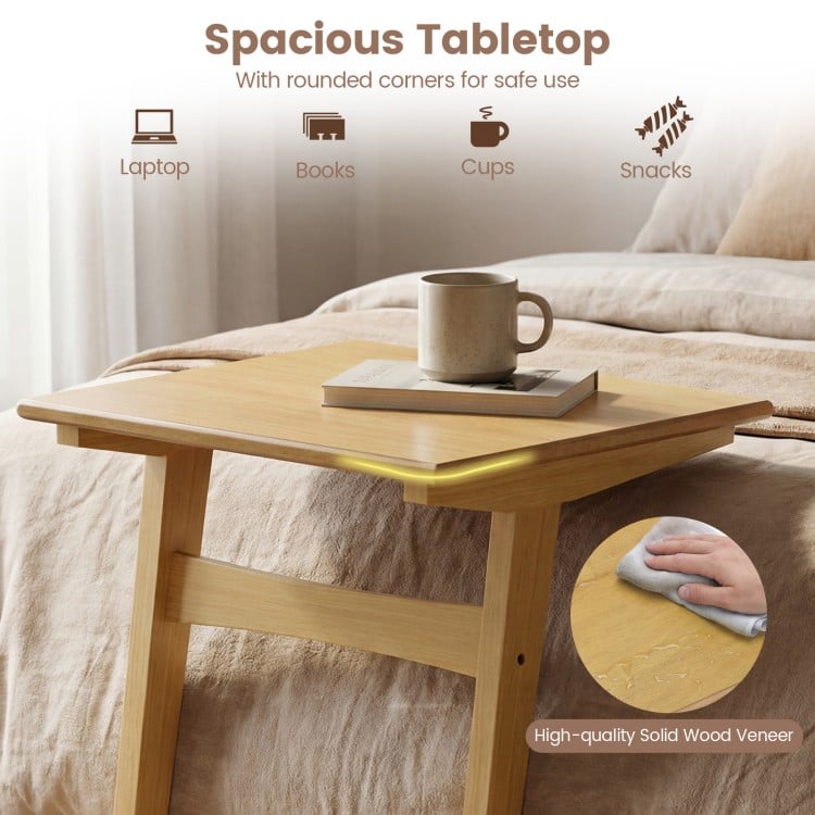 Set of 2 Wood Sofa Side Table C-shaped End Table with Wood Veneered Top