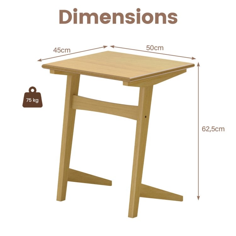 Set of 2 Wood Sofa Side Table C-shaped End Table with Wood Veneered Top