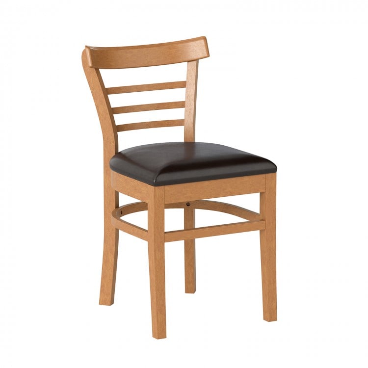 Set of 2 Wooden Dining Chair with Rubber Wood Legs for Restaurant-Brown