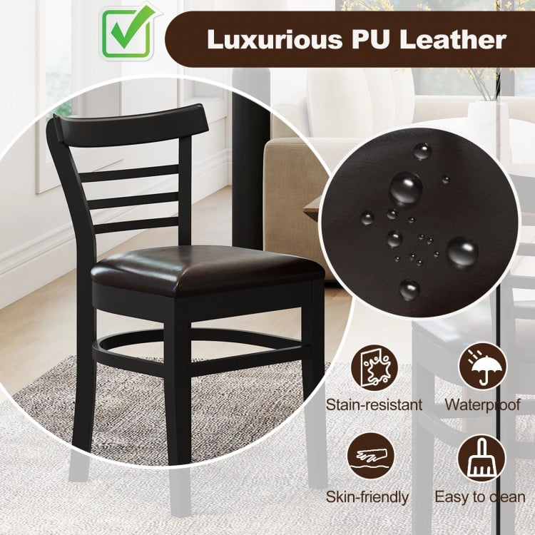Set of 2 Wooden Dining Chair with Rubber Wood Legs for Restaurant-Black