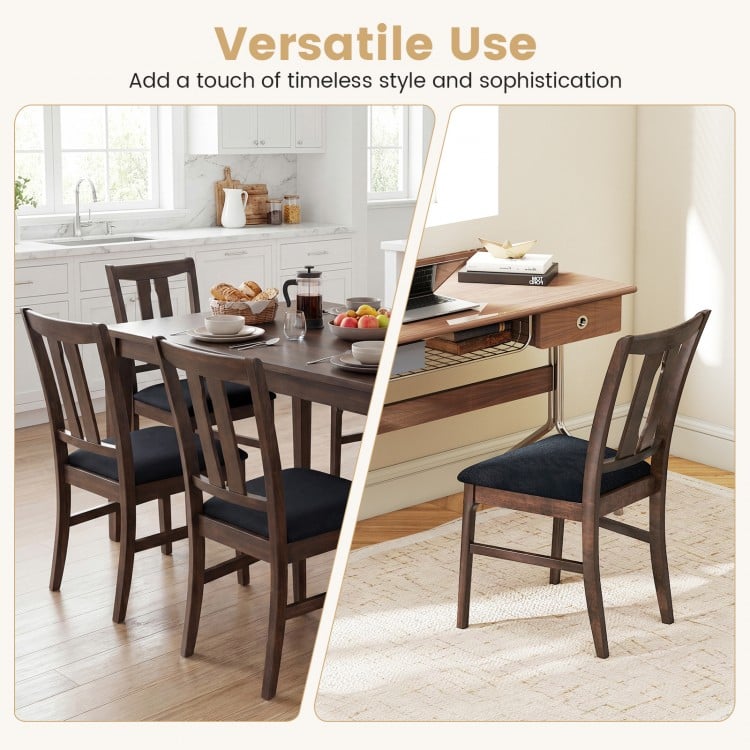 Set of 2 Wooden Upholstered Dining Chairs with High Curved Back-Walnut