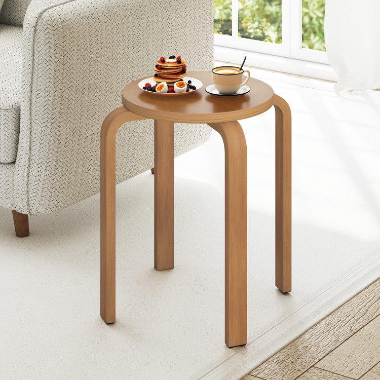 Set of 4 18 Inch Stackable Bentwood Dining Chairs with Round Top-Walnut