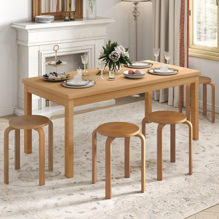 Set of 4 18 Inch Stackable Bentwood Dining Chairs with Round Top-Walnut