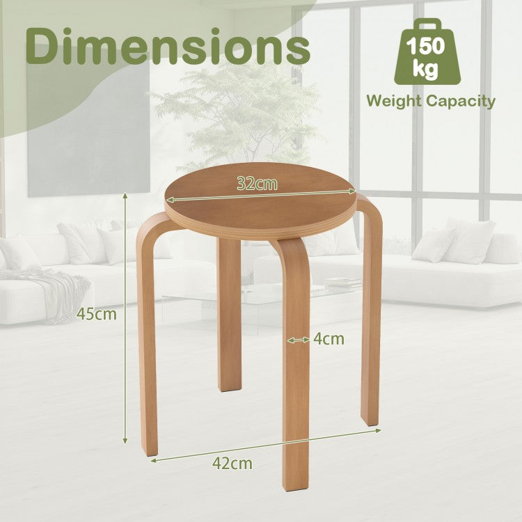 Set of 4 18 Inch Stackable Bentwood Dining Chairs with Round Top-Walnut