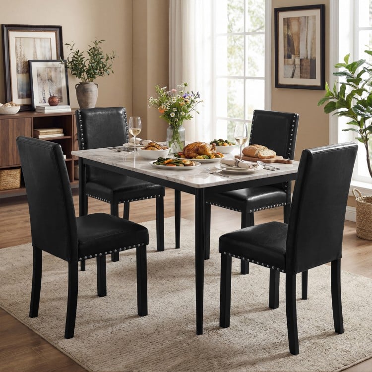 Set of 4 Dining Chairs with Solid Rubber and Wood Legs