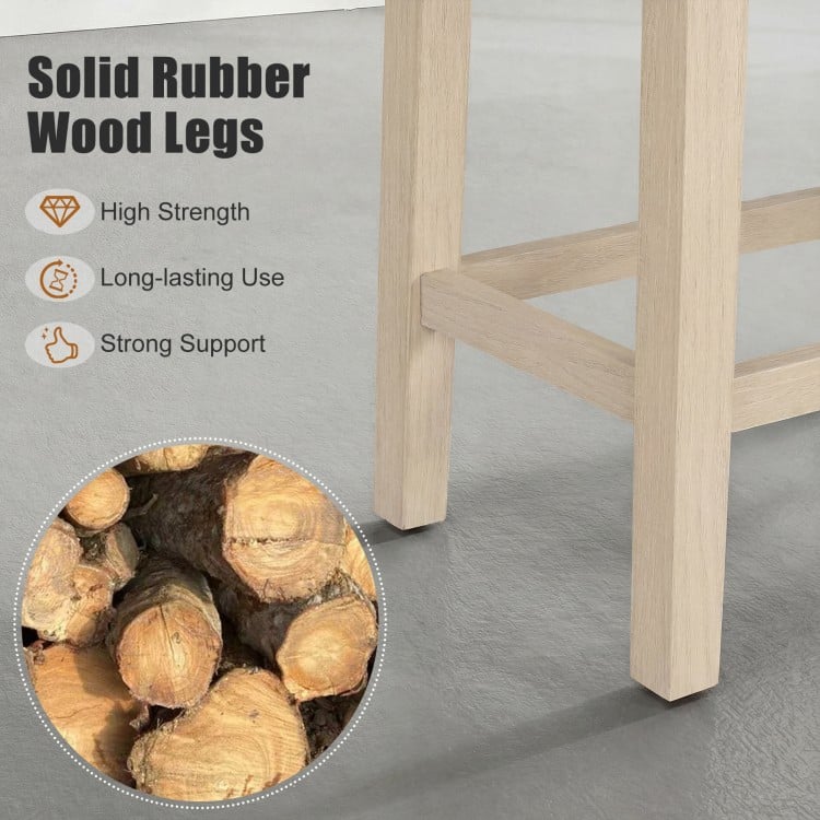 Set of 4 Upholstered Counter Height Bar Stool with Curved Saddle-Seat-Natural