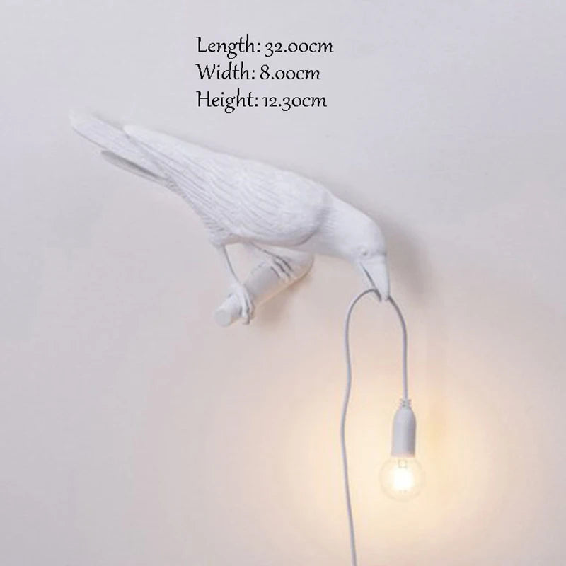 Raven Table & Wall Lamp - Resin Crow Light, AC-Powered 85-265V