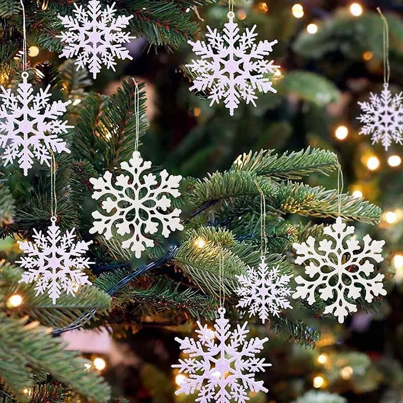 12pcs/lot Christmas Fake Snowflakes Xmas Tree Hanging Ornament Simulation Ice Winter Party Christmas New Year Decoration Icicle