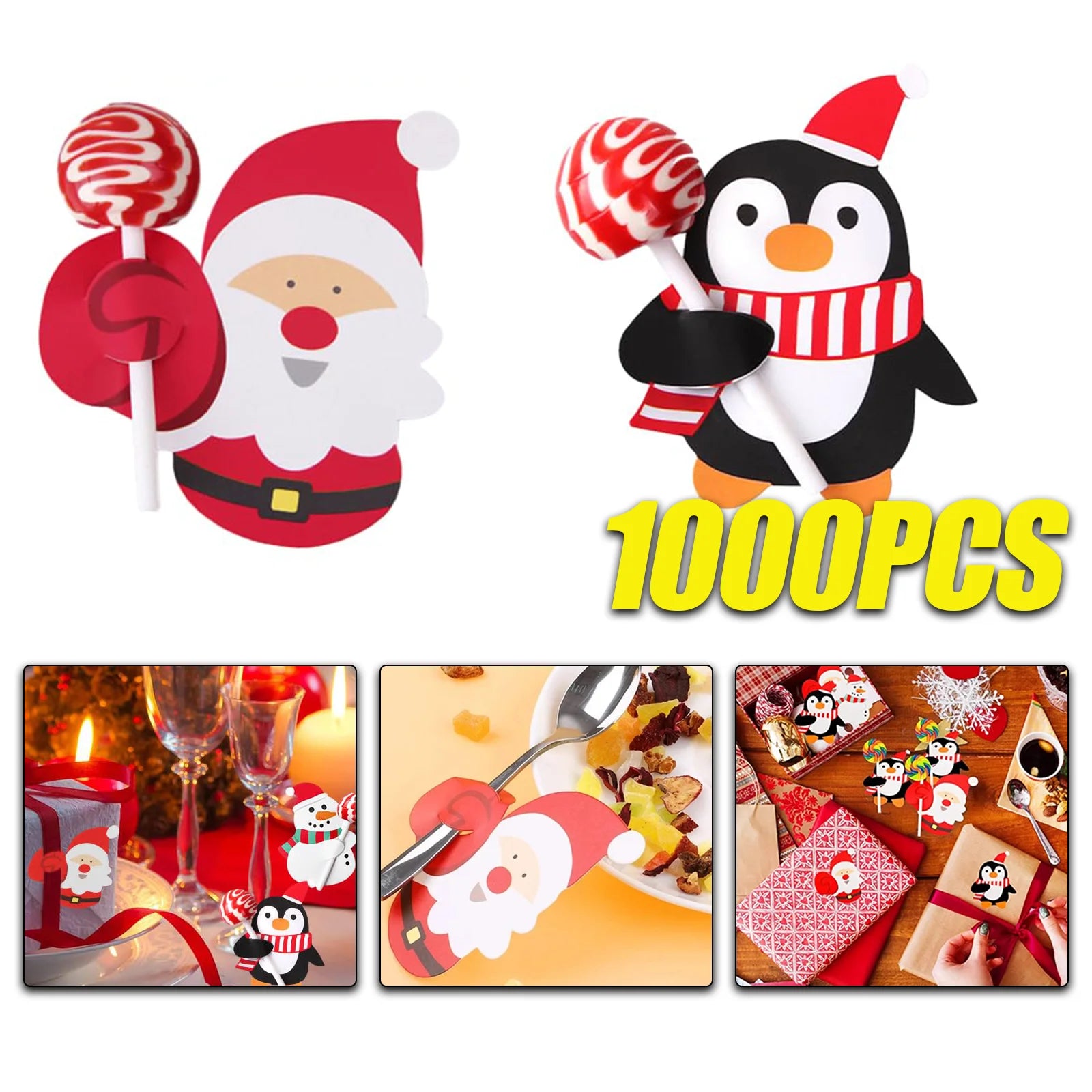 Santa Penguin Lollipop Paper Cards Christmas Candy Gift Wrap Christmas Candy Decoration Christmas Decorations Christmas Gifts