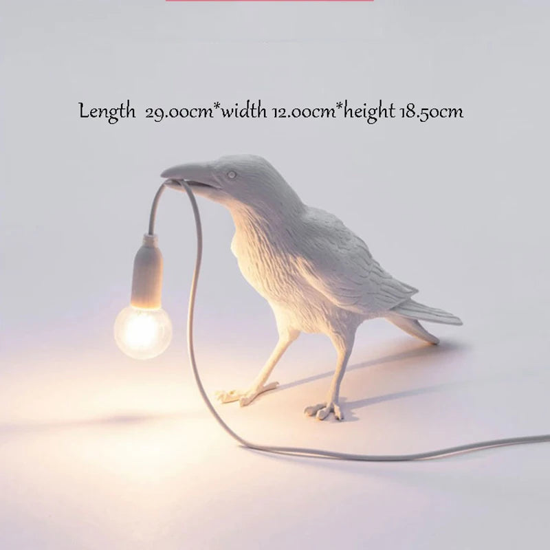 Raven Table & Wall Lamp - Resin Crow Light, AC-Powered 85-265V