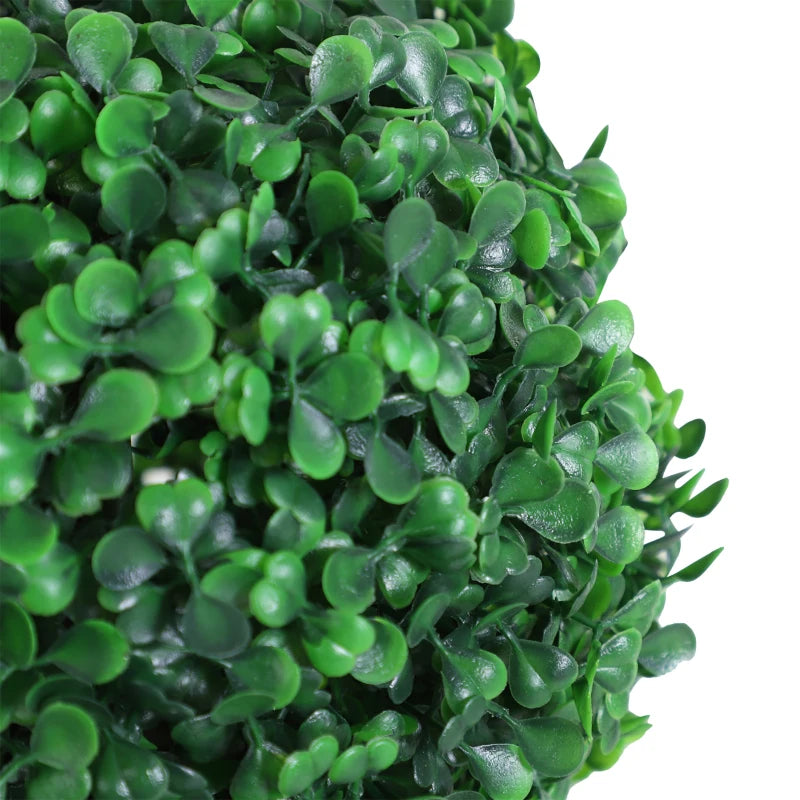 Set of 2 Artificial Ball Boxwood Topiary Trees, 44.1" Fake Plants in Pots for Outdoor Indoor Decor, Dark Green