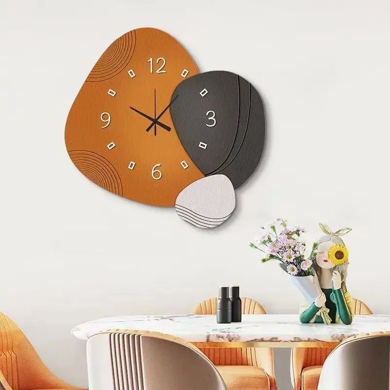 Oval Living Clock - Silent Modern Trendy Wall Clock, Creative Mural Decoration for Restaurants & Home