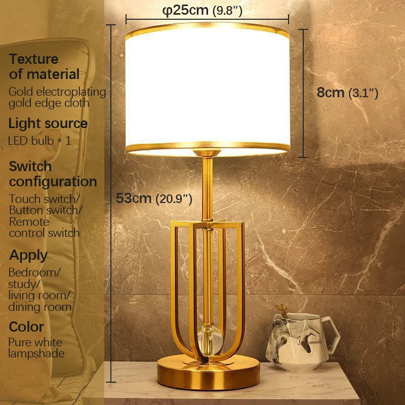 DEBBY Modern Touch Dimming Table Lamp – Vintage LED, Creative Crystal, Simple Desk Light for Home Living Room and Bedroom