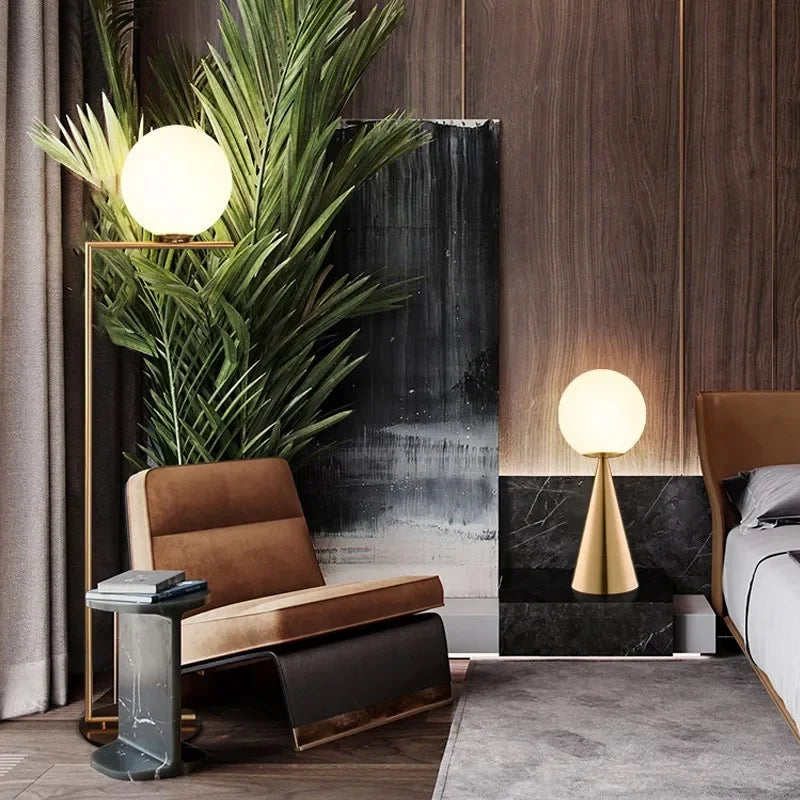 Scandinavian Bedroom Bedside Glass Table Lamp – Simple Modern Study Reading Lamp, Lustrous Hotel Room Creative Decorative Table Lamps