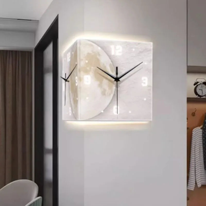 Dual Digital Acrylic Wall Clock – Nordic Unique Design, Minimalist Modern Wall Watch for Living Room Furniture