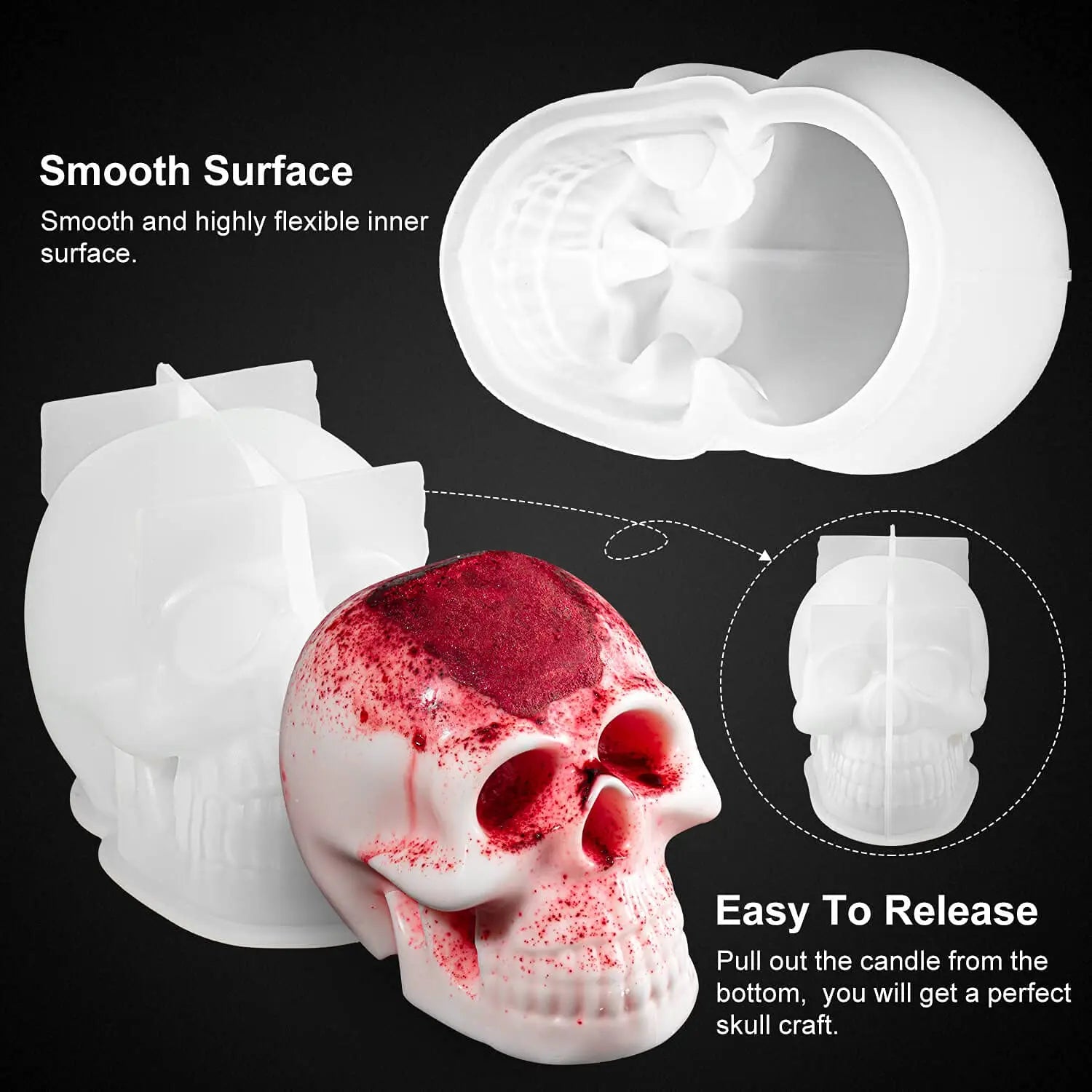 Halloween Candle Mold 3D Skull Candle Silicone Mold Pumpkin Silicone Mold DIY Desktop Ornament Halloween Decoration Props