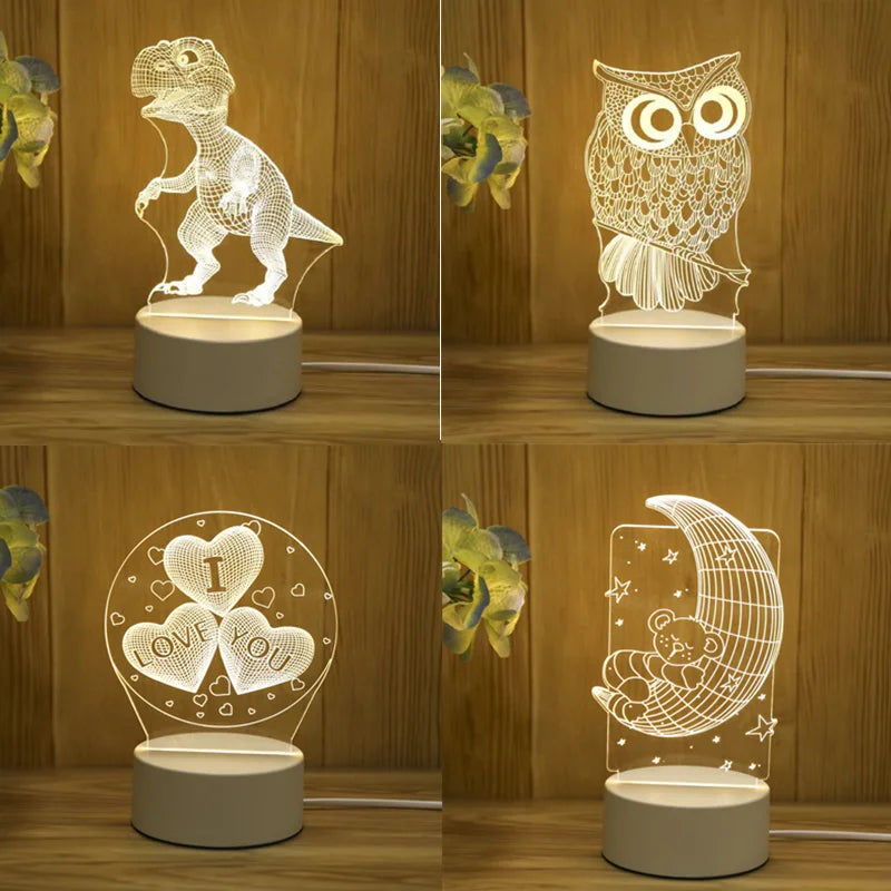 Animal Dinosaur Series Night Lamp – 3D Acrylic USB LED, for Kid's Bedroom, Christmas Gift, Home Decor Table LampAnimal Dinosaur Series Night Lamp – 3D Acrylic USB LED, for Kid's Bedroom, Christmas Gift, Home Decor Table Lamp