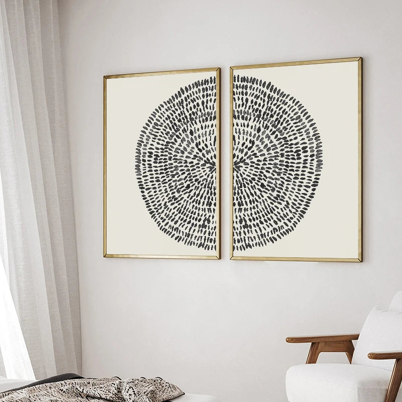 Neutral Geometric Circle Abstract Boho Line Art Poster Prints Canvas Painting Minimalist Wall Picture for Living Room Home Decor