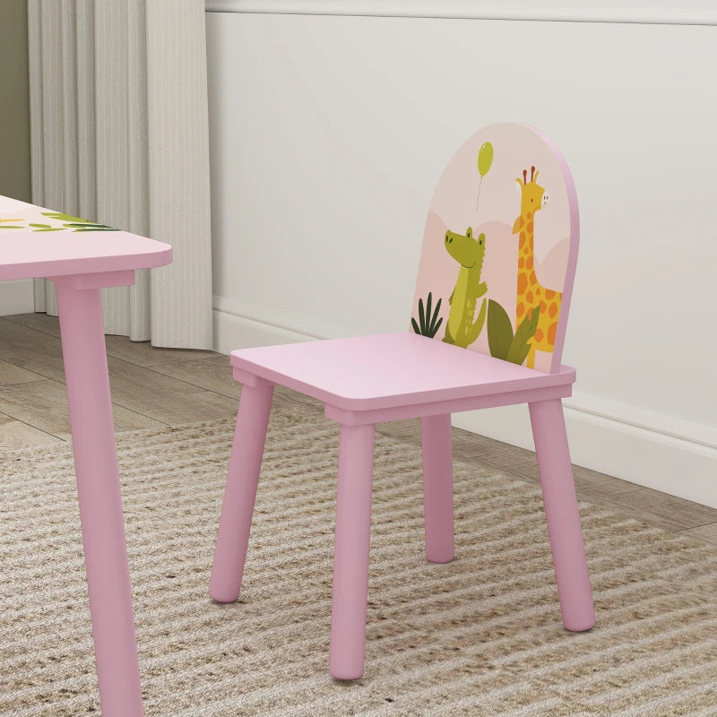 Qaba Kids Table and Chair Set, Toddler Table and 2 Chairs Set for Art, Craft, Reading, Learning, Pink