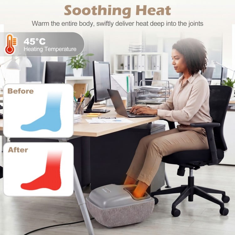 Shiatsu Foot Massager with 3-Level Deep Kneading and Air Compression-Gray