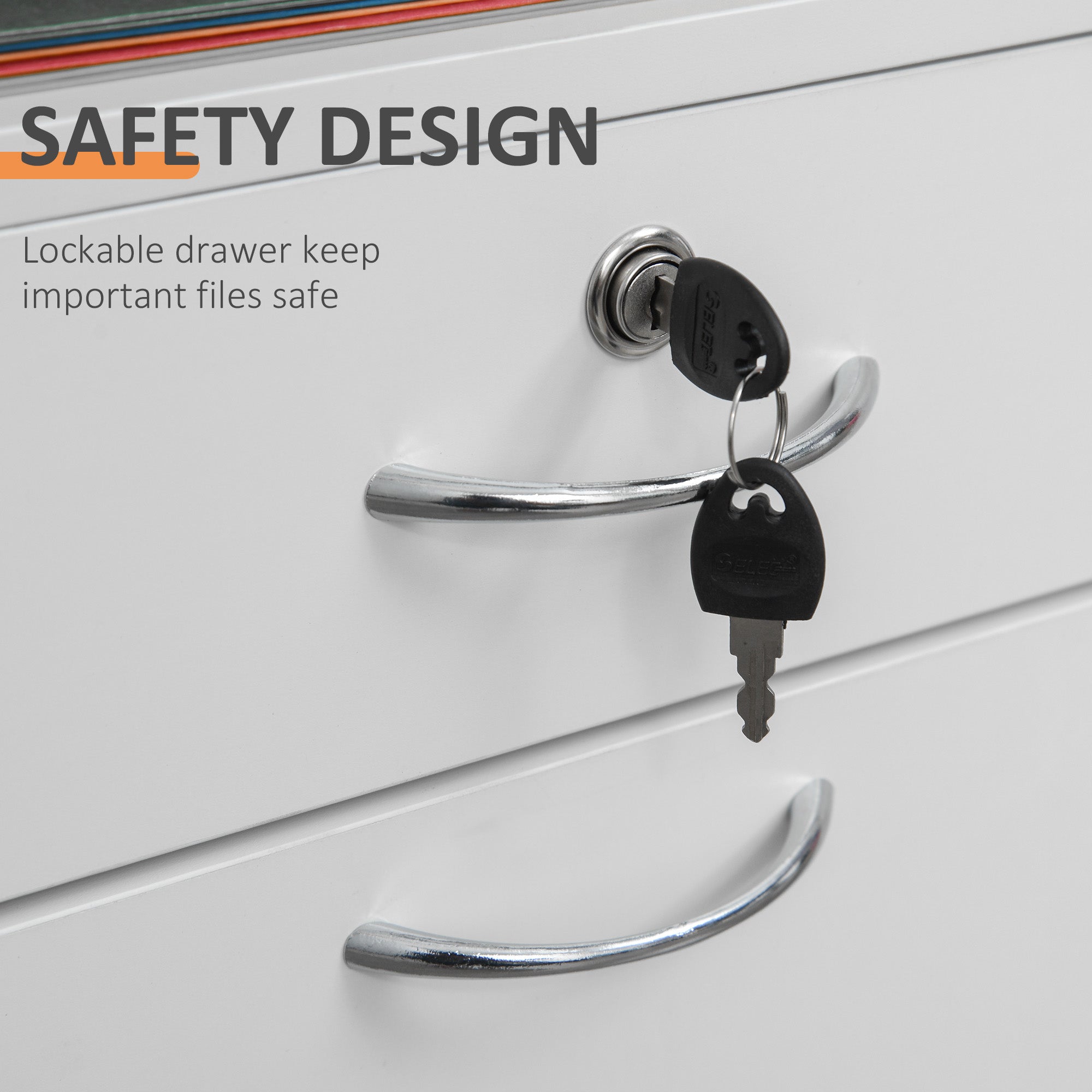 HOMCOM Lockable Filing Cabinet: 24" Vertical Mobile Cabinet for Secure Office Storage, White