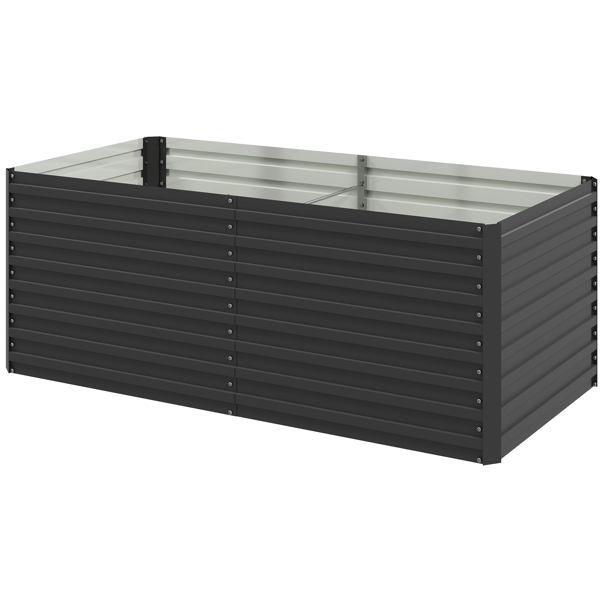 Outsunny 5 x 3 x 2ft Raised Planter Box, Durable Galvanized Steel Garden Bed for Veggies & Herbs, Dark Grey