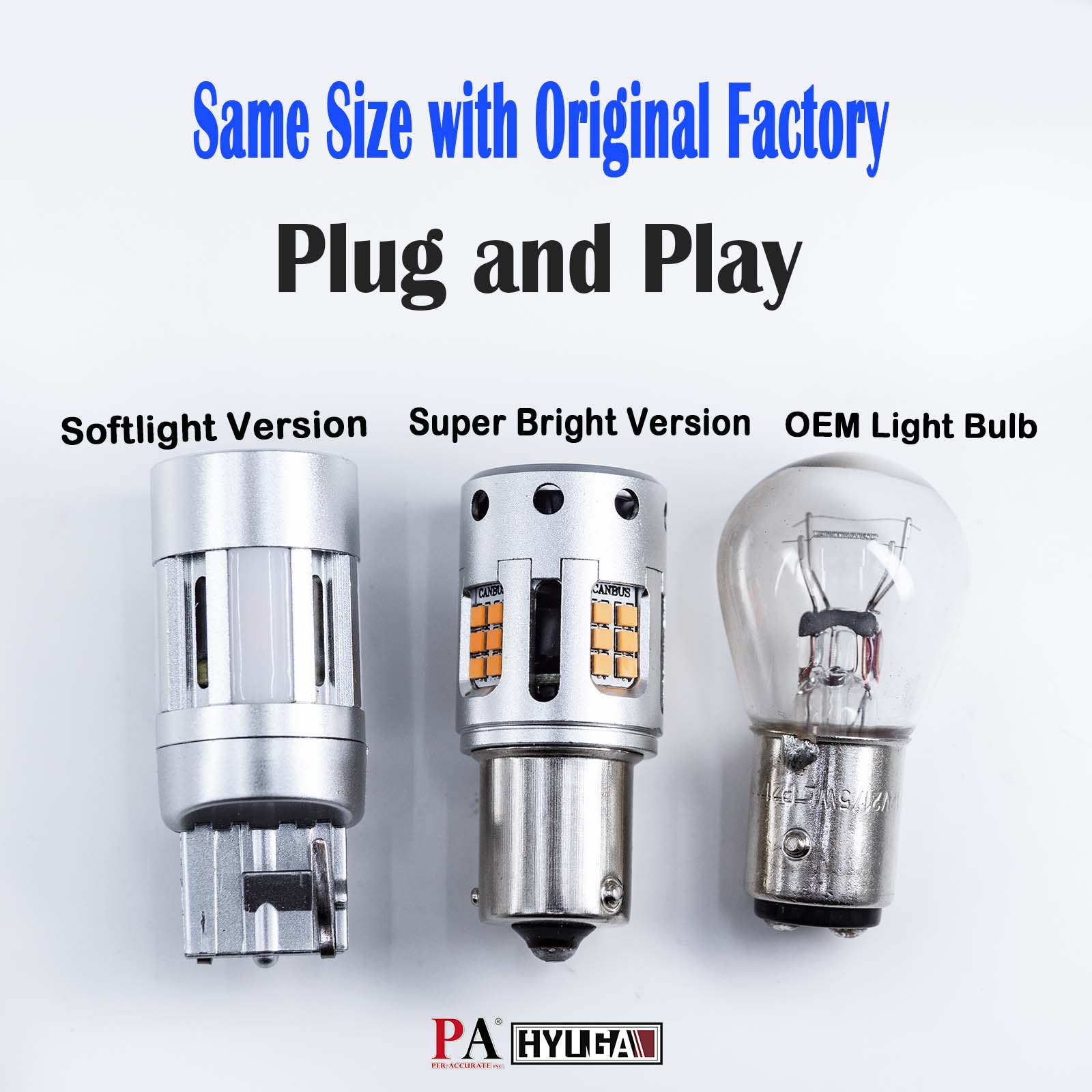 HYUGA T20 7440 7441 LED CANBUS Anti Hyper Flash Turn Signal Bulbs Amber with Fan Boost Built-in Load Resistor W21W WY21W (Pack of 2)