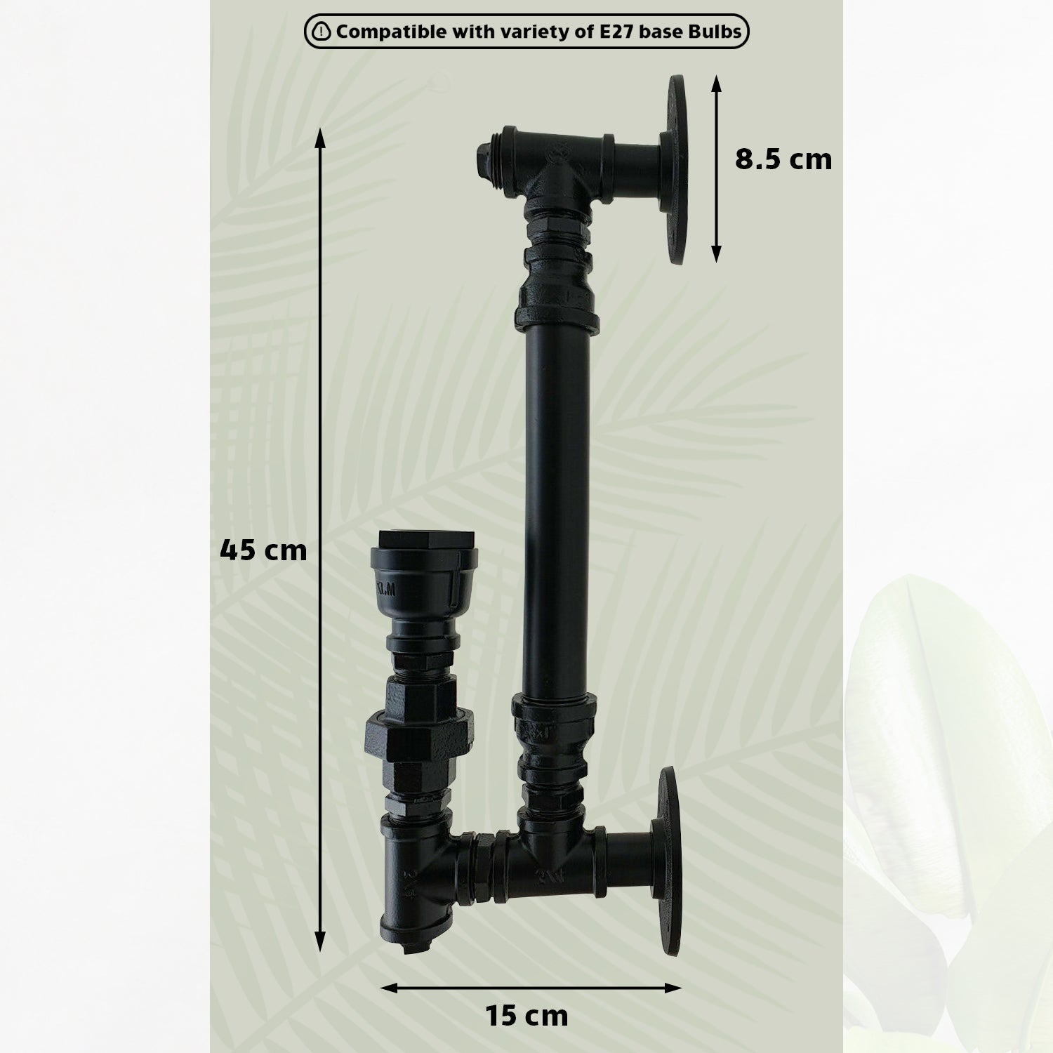 Industrial Black Wall Sconce pipe light~1622