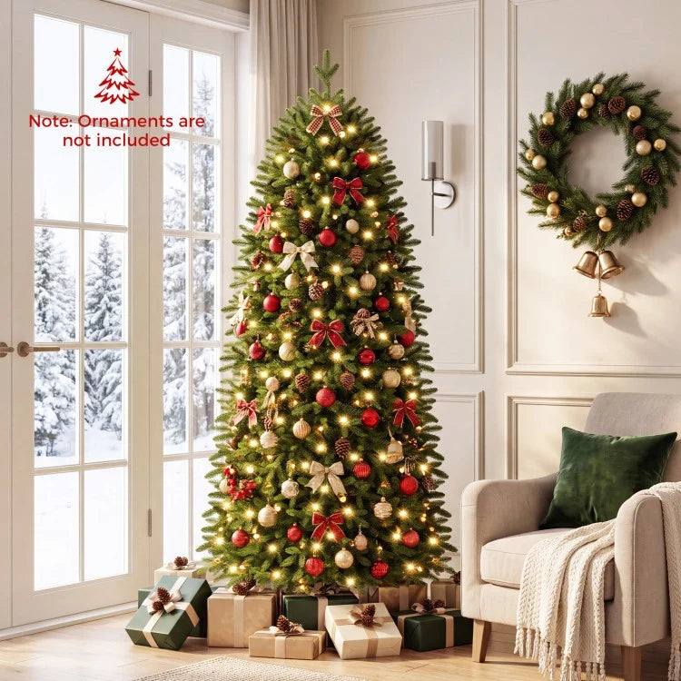 Smart Pencil Christmas Tree with 220 Pre-Lit RGB LED Lights – 7.4 ft Artificial Christmas Tree with App & Remote Control