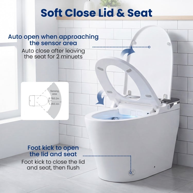 Smart Toilet with Built-in Bidet ADA Height with Auto Flush and Heated Seat and Remote